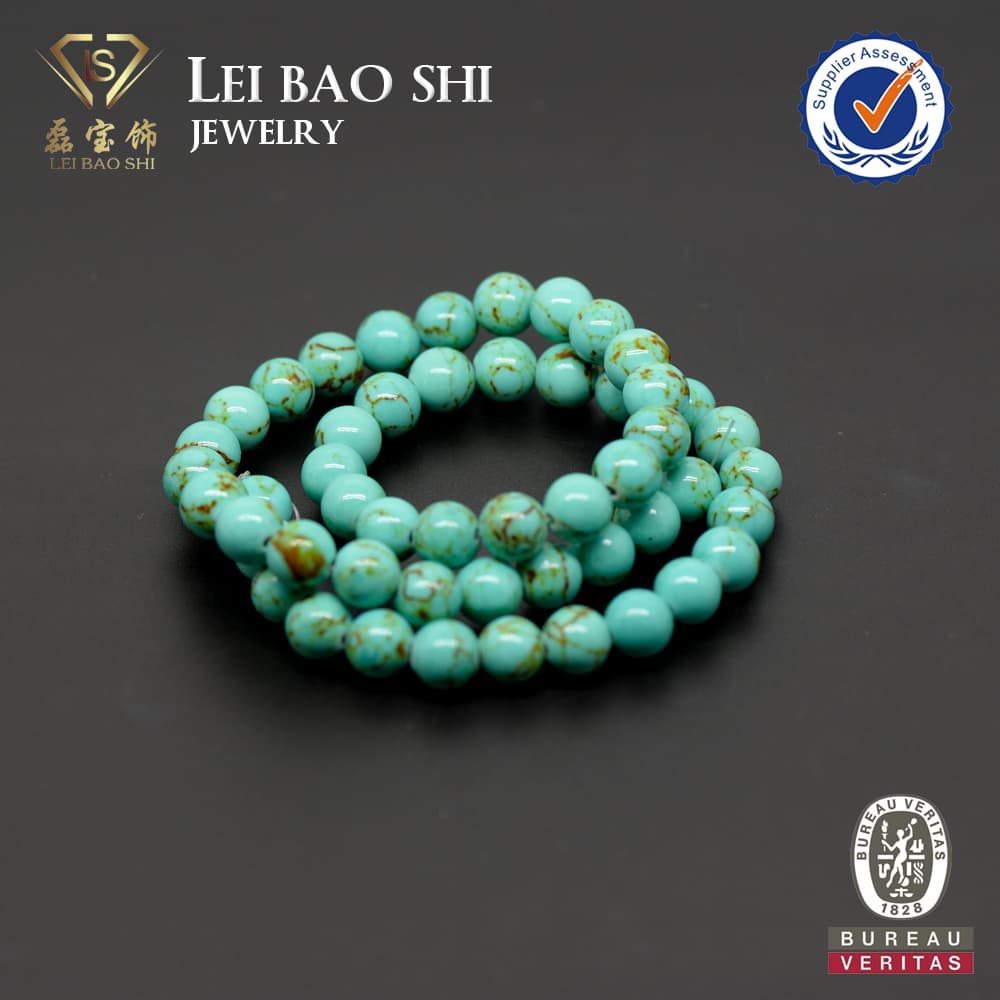 8_0mm wholesale full drilled Round green Turquoise beads